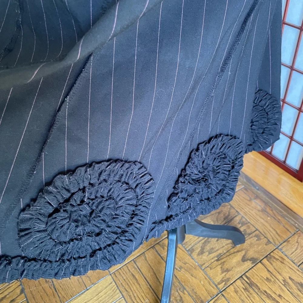 Sunny Leigh Black Skirt with Pink Pinstripes,  Size 8